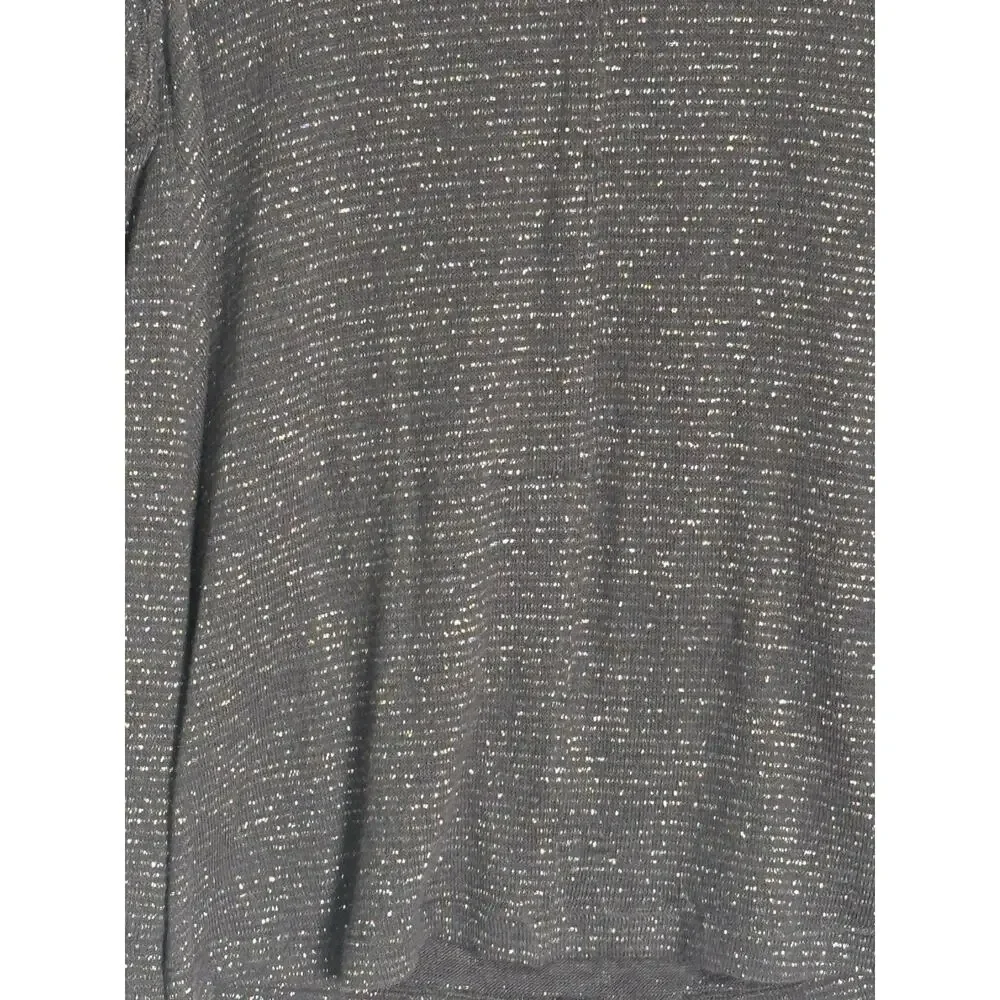 Free People Gray Metallic Sparkle Cowl Neck Top Lightweight Semi Sheer Sz Small